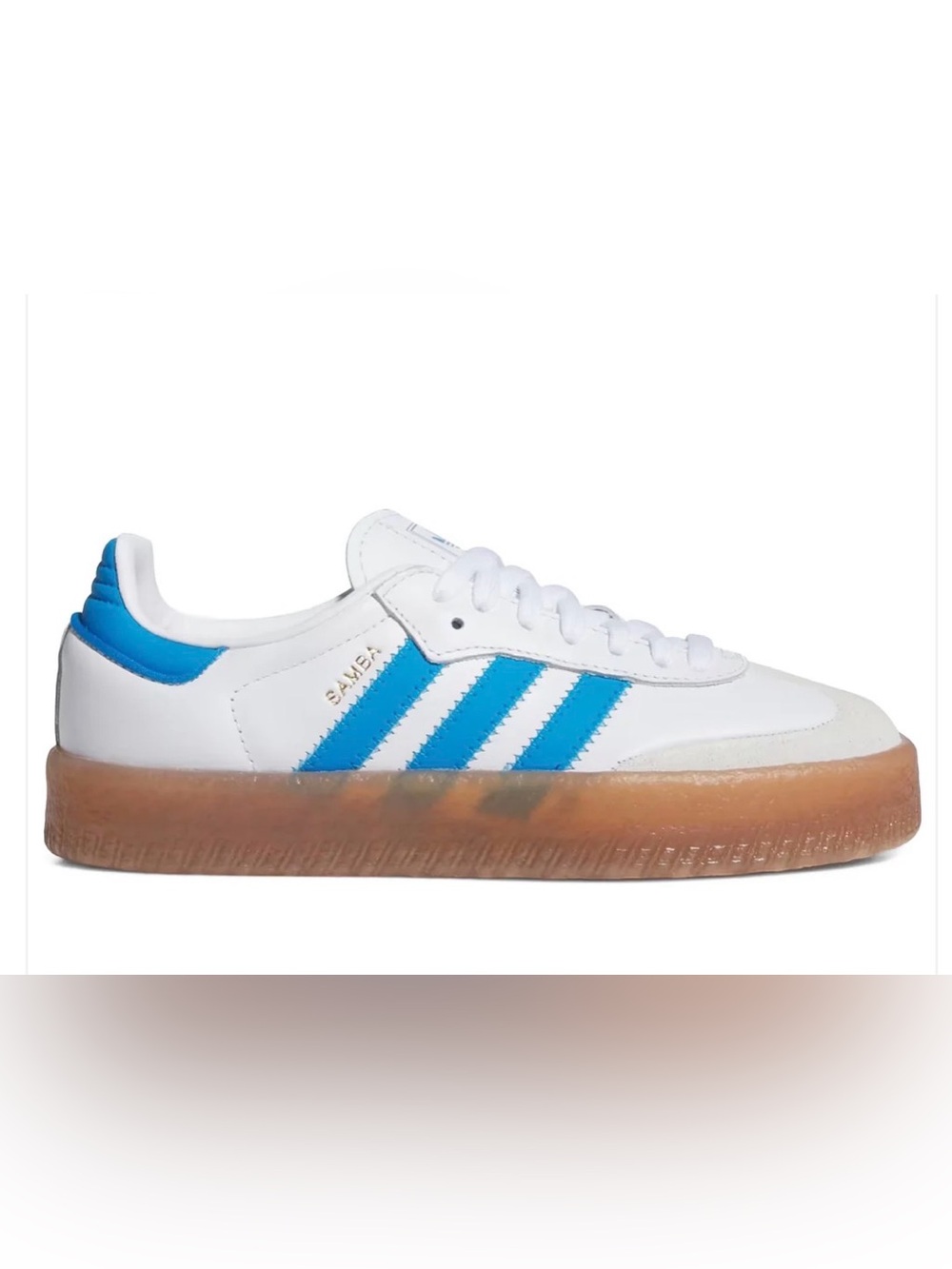 adidas Sambae J Cloud White Bright Blue Gold Metallic (GS) M 7 W 8.5